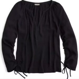 J. Crew Black Open V-Neck Long Sleeve Blouse Top | Size M (NWT)
